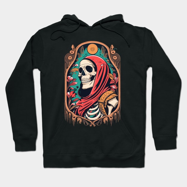 Skeleton in a Red Medieval Cloak Hoodie by kknows